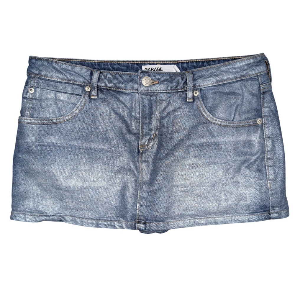Garage Metallic Light Blue Denim Skort